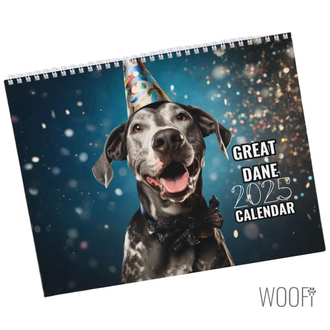 Great Dane Calendar 2025, Great Dane Wall Calendar Gift, 12 Month with Just Great Danes 2025 Calendar Printable