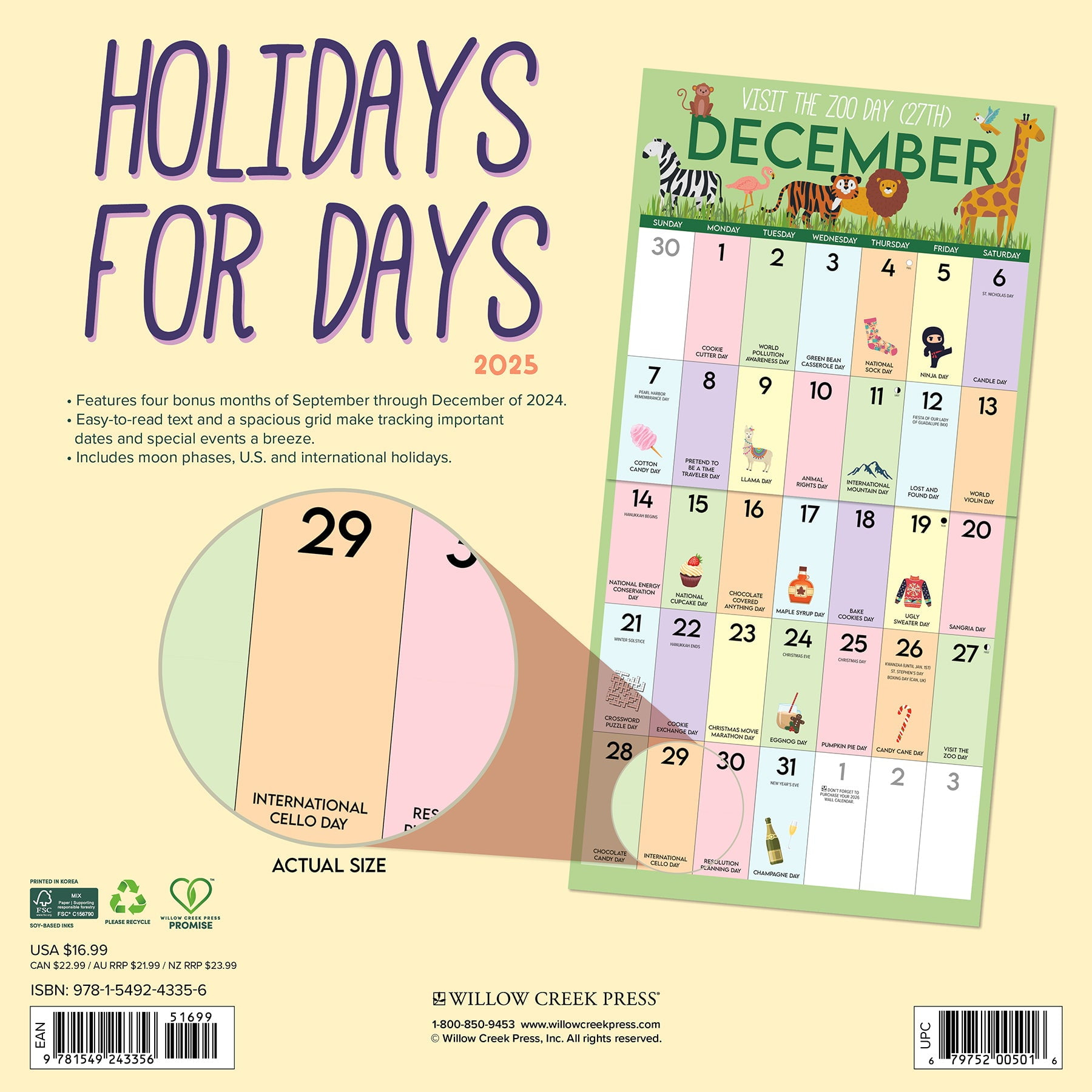 Holidays For Days 2025 Wall Calendar - Walmart with Seize The Hay 2025 Calendar Printable