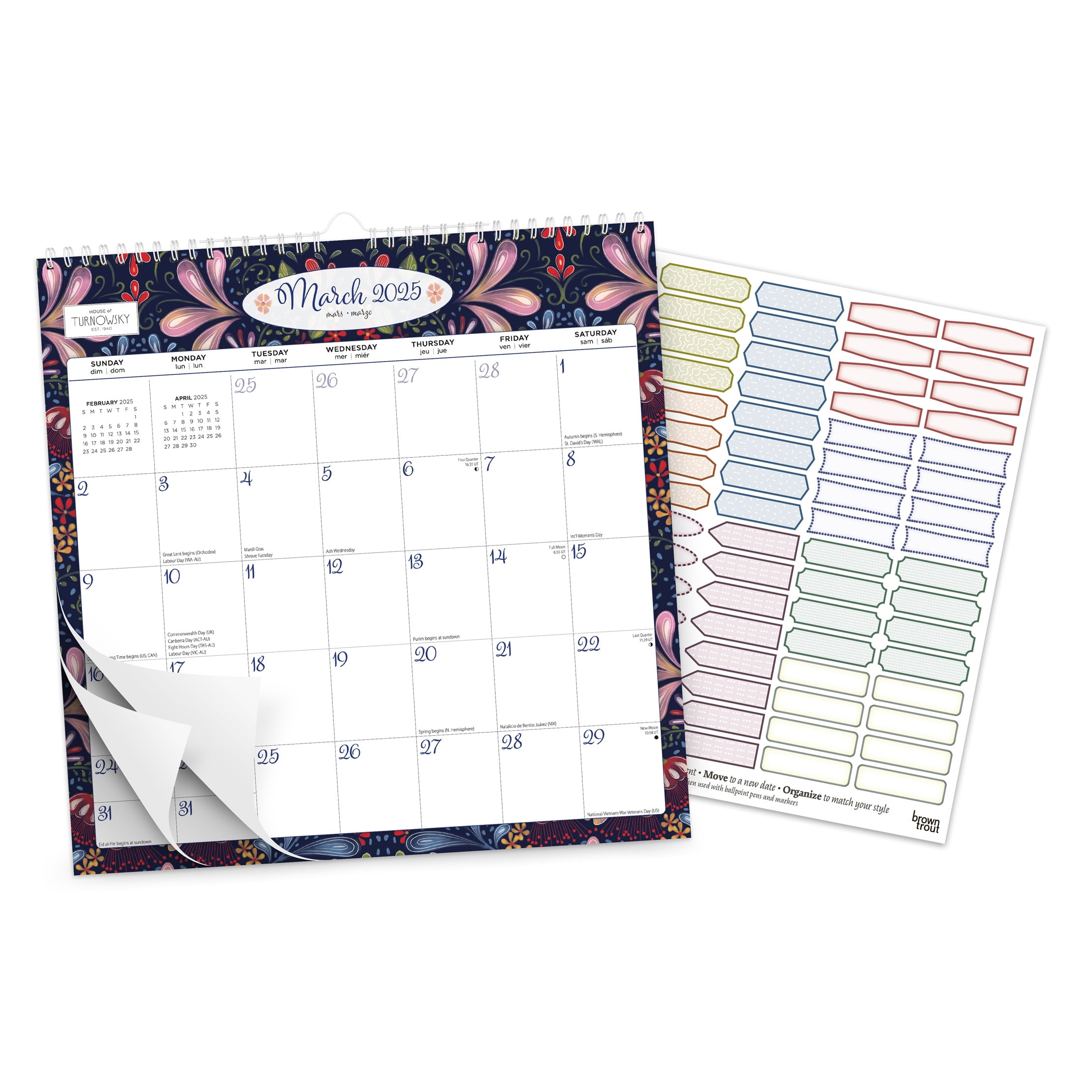 House Of Turnowsky 2025 12X12&amp;quot; Square Wire-O Calendar | Sticker Sheet | Browntrout pertaining to House of Turnowsky Spiral 2025 Calendar Printable