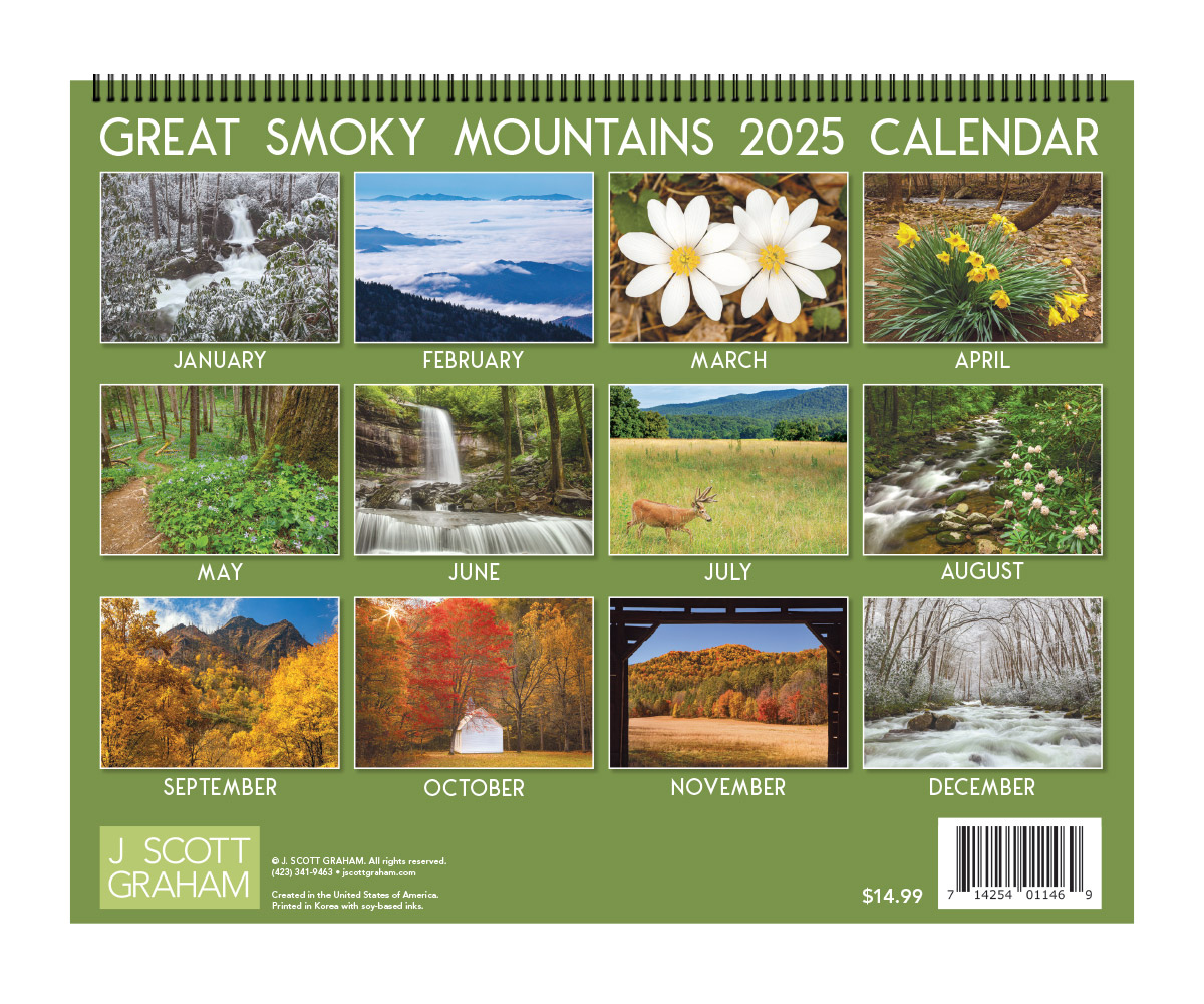 J. Scott Graham: Great Smoky Mountains 2025 Calendar in Great Outdoors Photo 2025 Calendar Printable