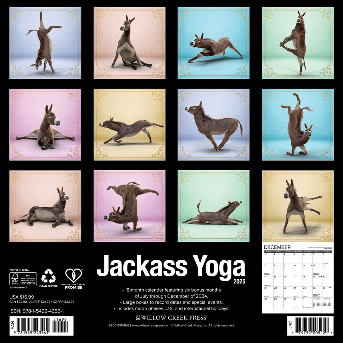 Jackass Yoga 2025 12&amp;quot; X 12&amp;quot; Wall Calendar (Free Shipping) | Ebay with Horse Yoga 2025 Calendar Printable