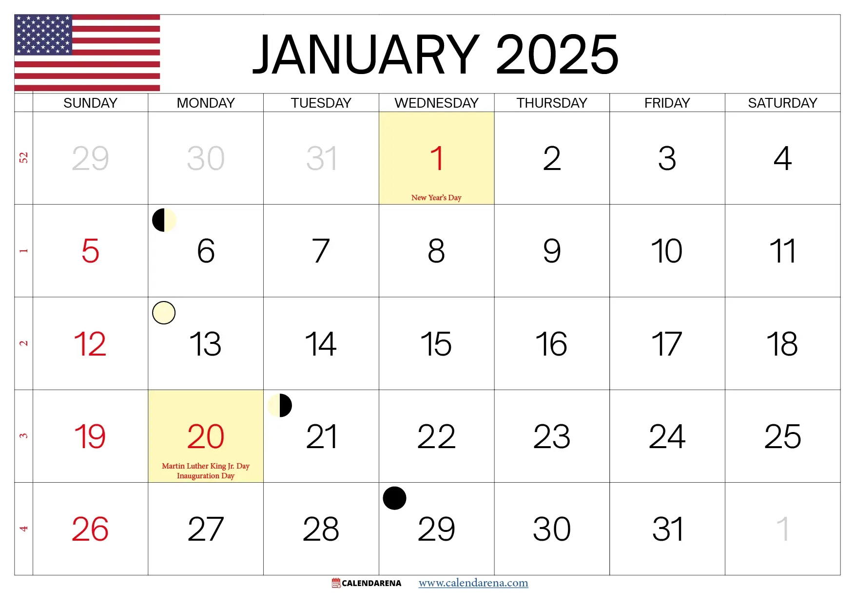 January 2025 Calendar Printable inside New Orleans 2025 Calendar Printable