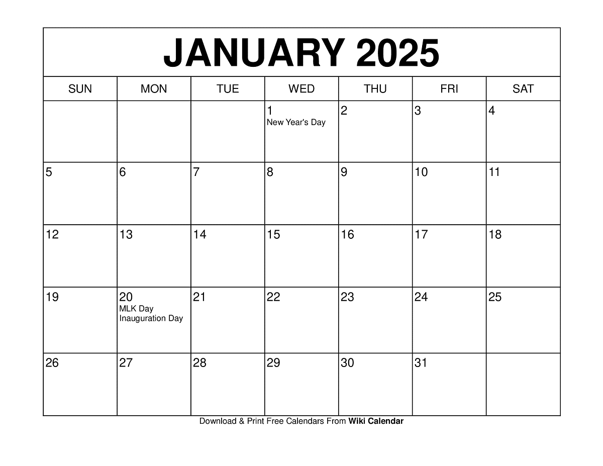 January 2025 Calendar - Printable Templates &amp;amp; More throughout Civil War Chronology 2025 Calendar Printable