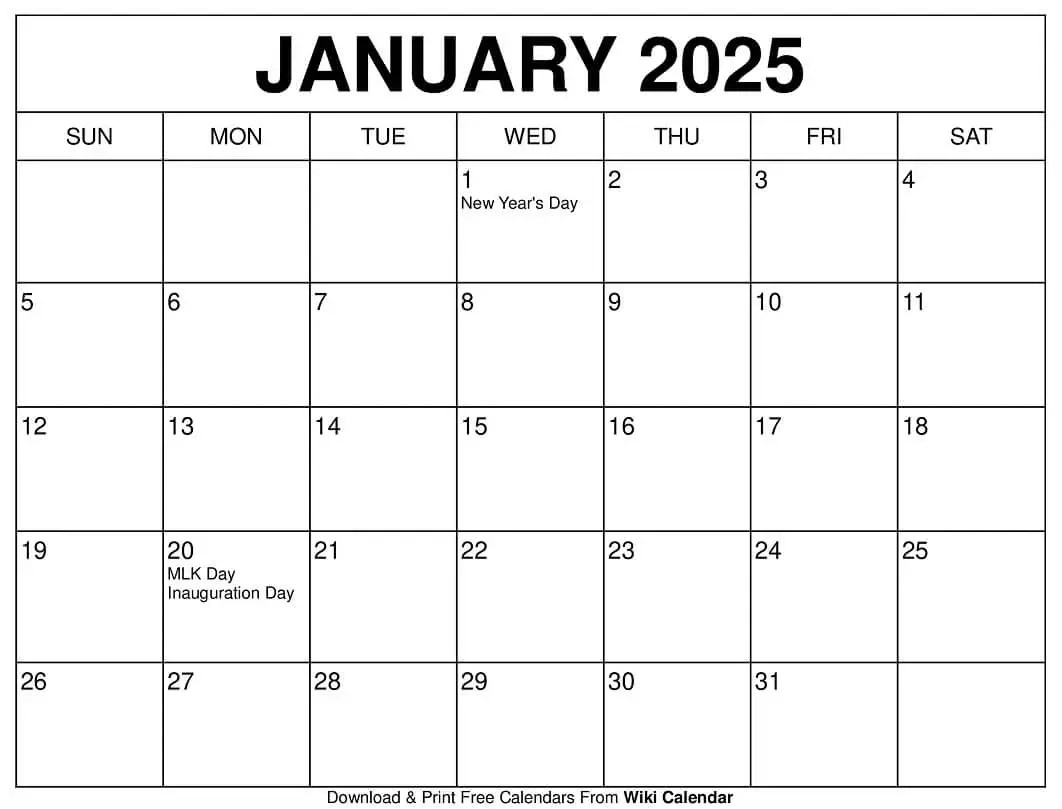 January 2025 Calendar - Printable Templates &amp;amp; More with History Channel This Day In History 2025 Calendar Printable