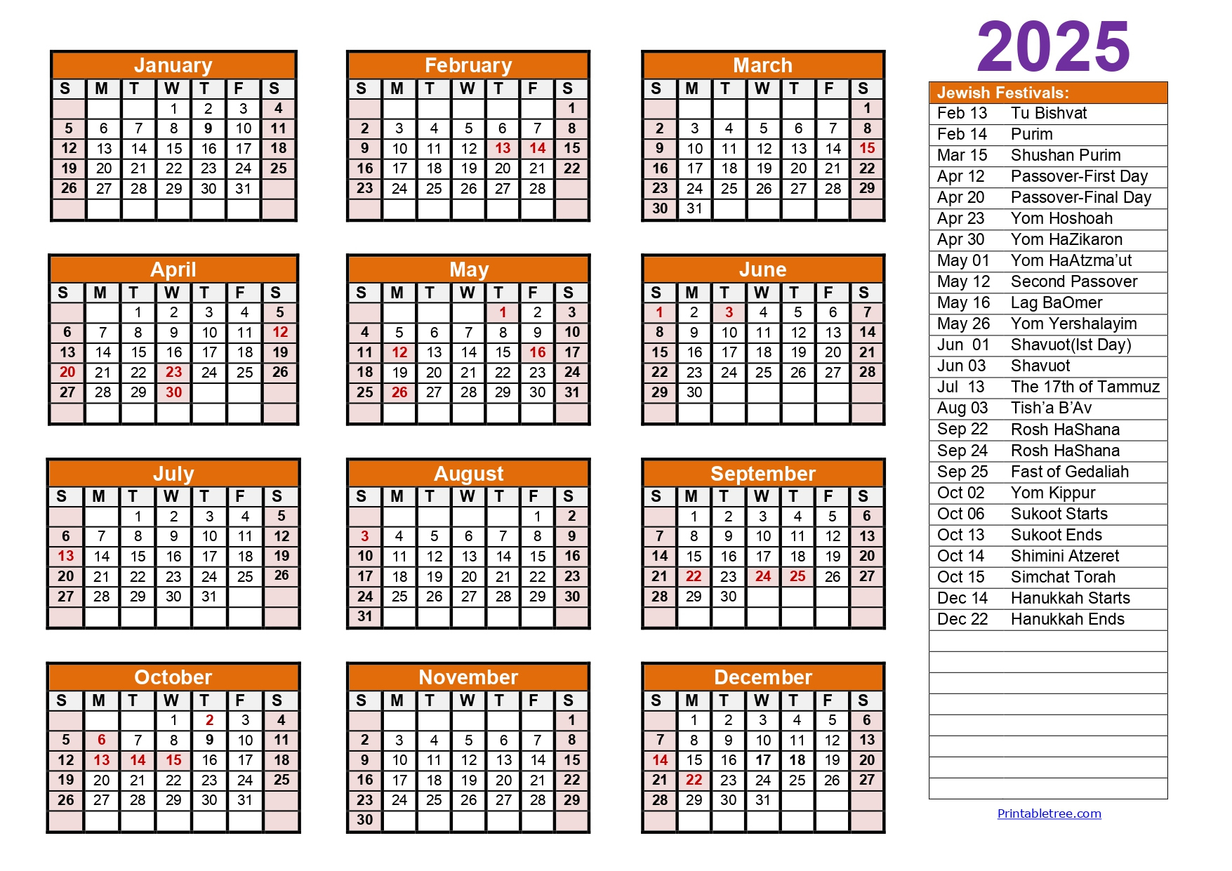 Jewish Calendar 2024, 2025 Pdf Templates With Jewish Holidays Lists inside Israel 2025 Calendar Printable