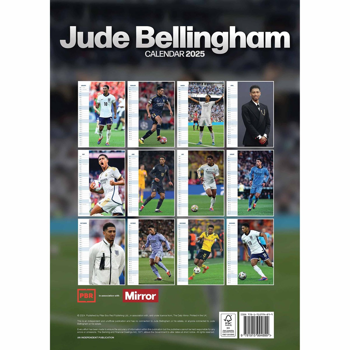 Jude Bellingham A3 Calendar 2025 within Football Trivia 2025 Calendar Printable