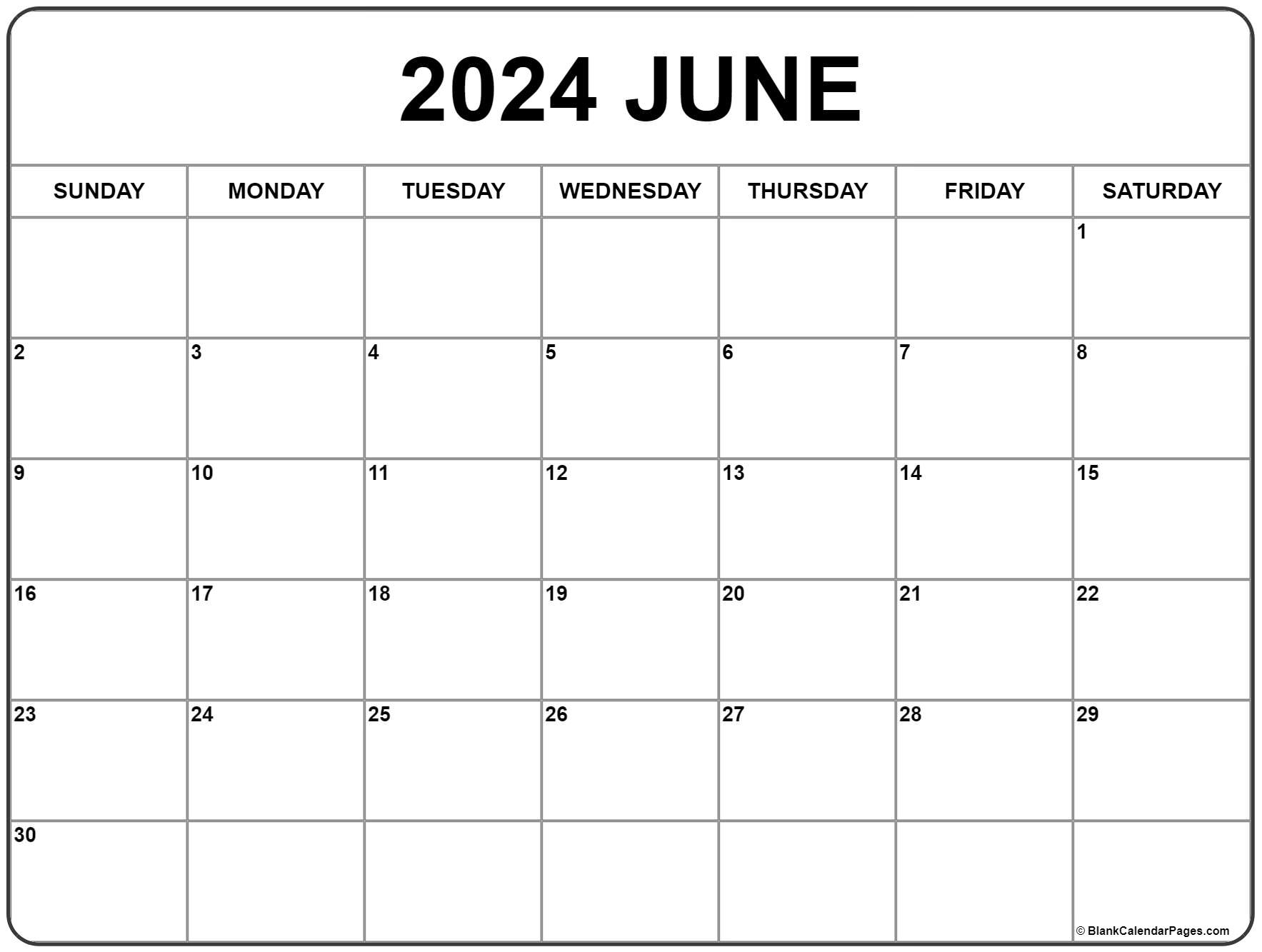 June 2024 Calendar | Free Printable Calendars intended for Month Of June Calendar Printable