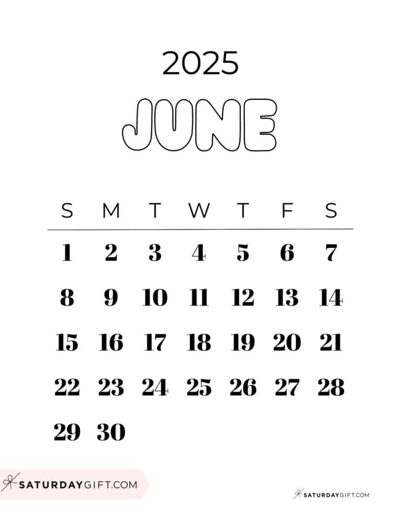 June 2025 Calendar - 23 Cute &amp;amp; Free Printables in Cute June Calendar 2025 Printable