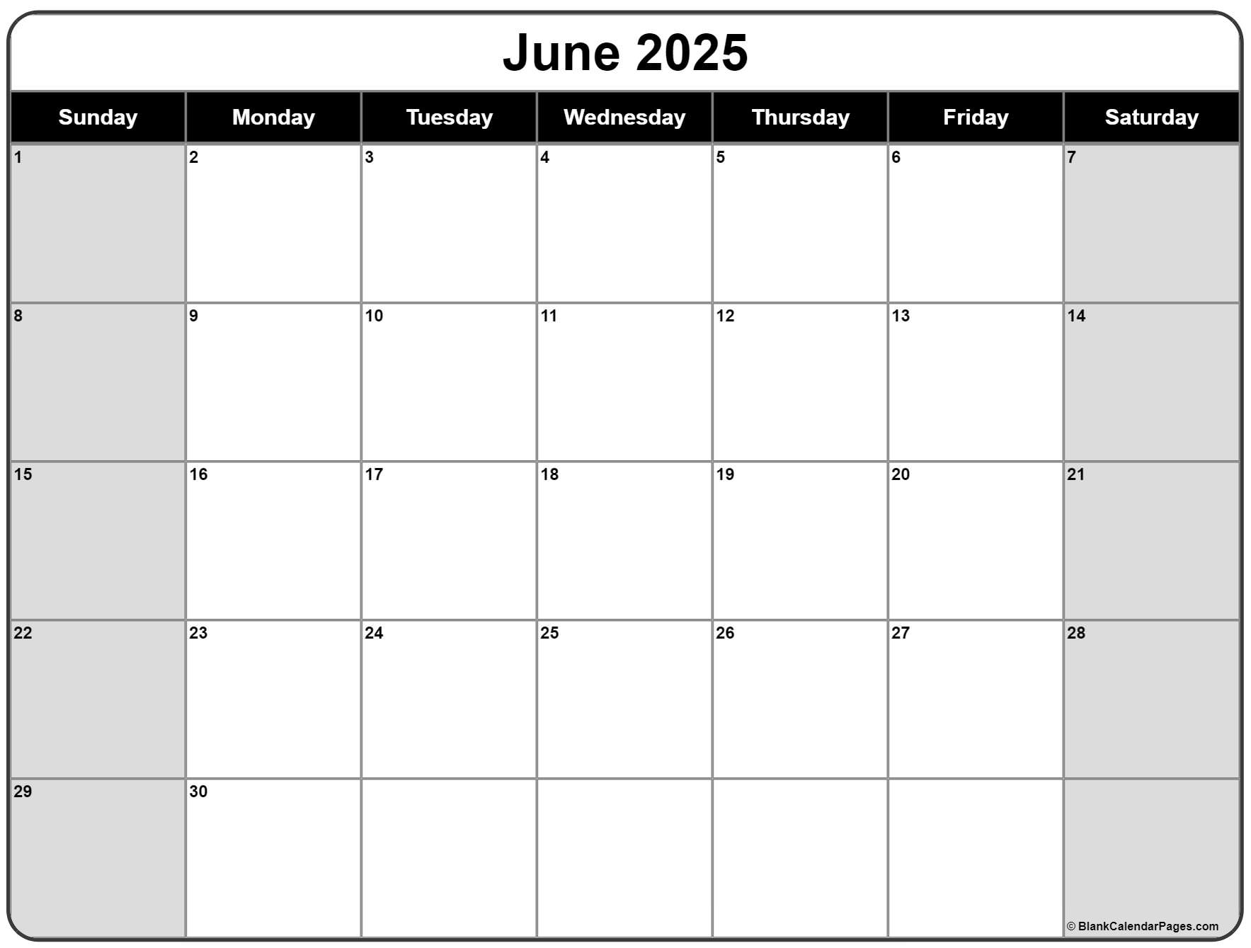 June 2025 Calendar | Free Printable Calendars throughout June Calendar Template 2025