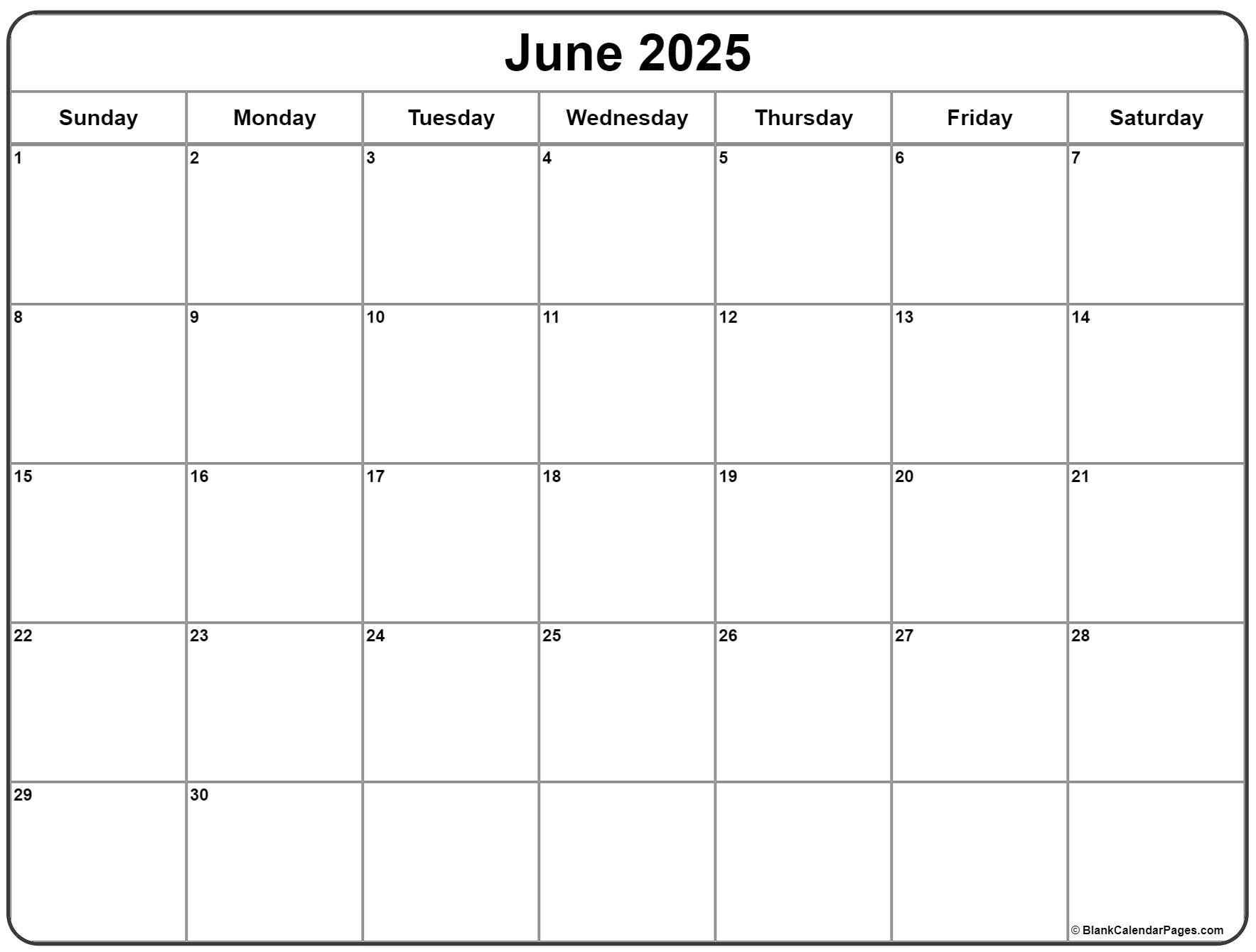 June 2025 Calendar | Free Printable Calendars with Grab Calendar June 2025