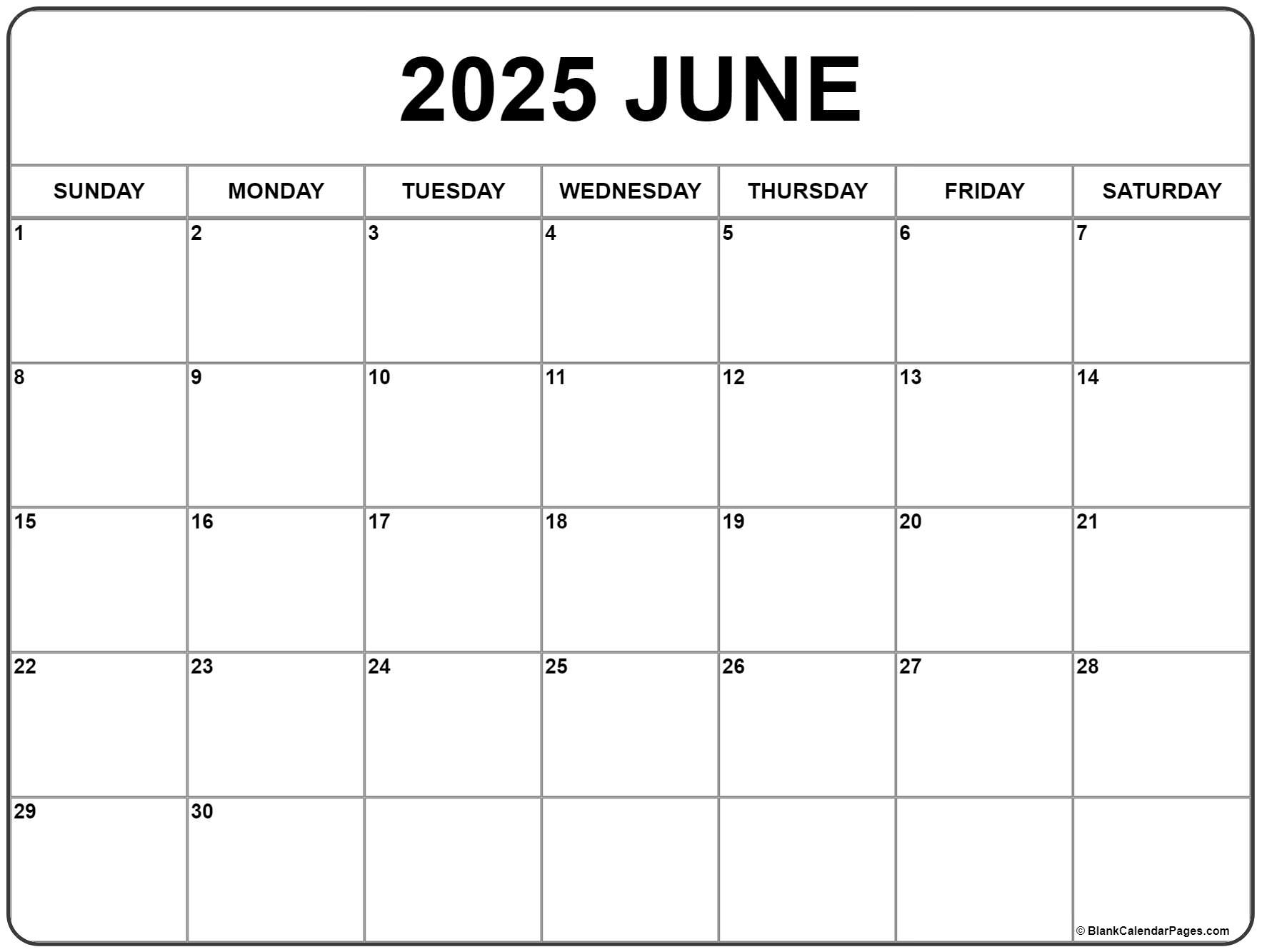 June 2025 Calendar | Free Printable Calendars within June 2025 Calendar Template Free
