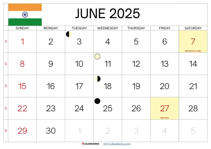 June Month Calendar 2025