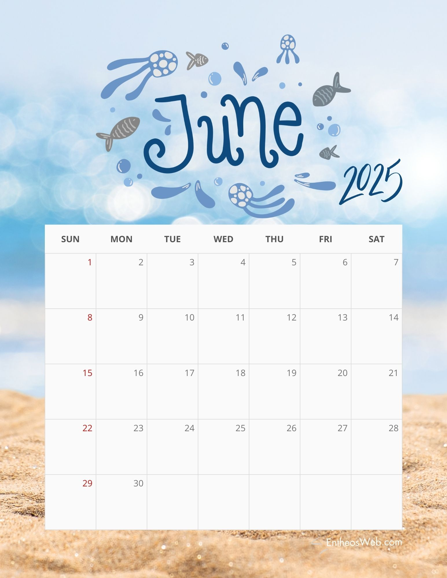 June 2025 Calendar Printables | Entheosweb with regard to Clouds 2025 Calendar Printable