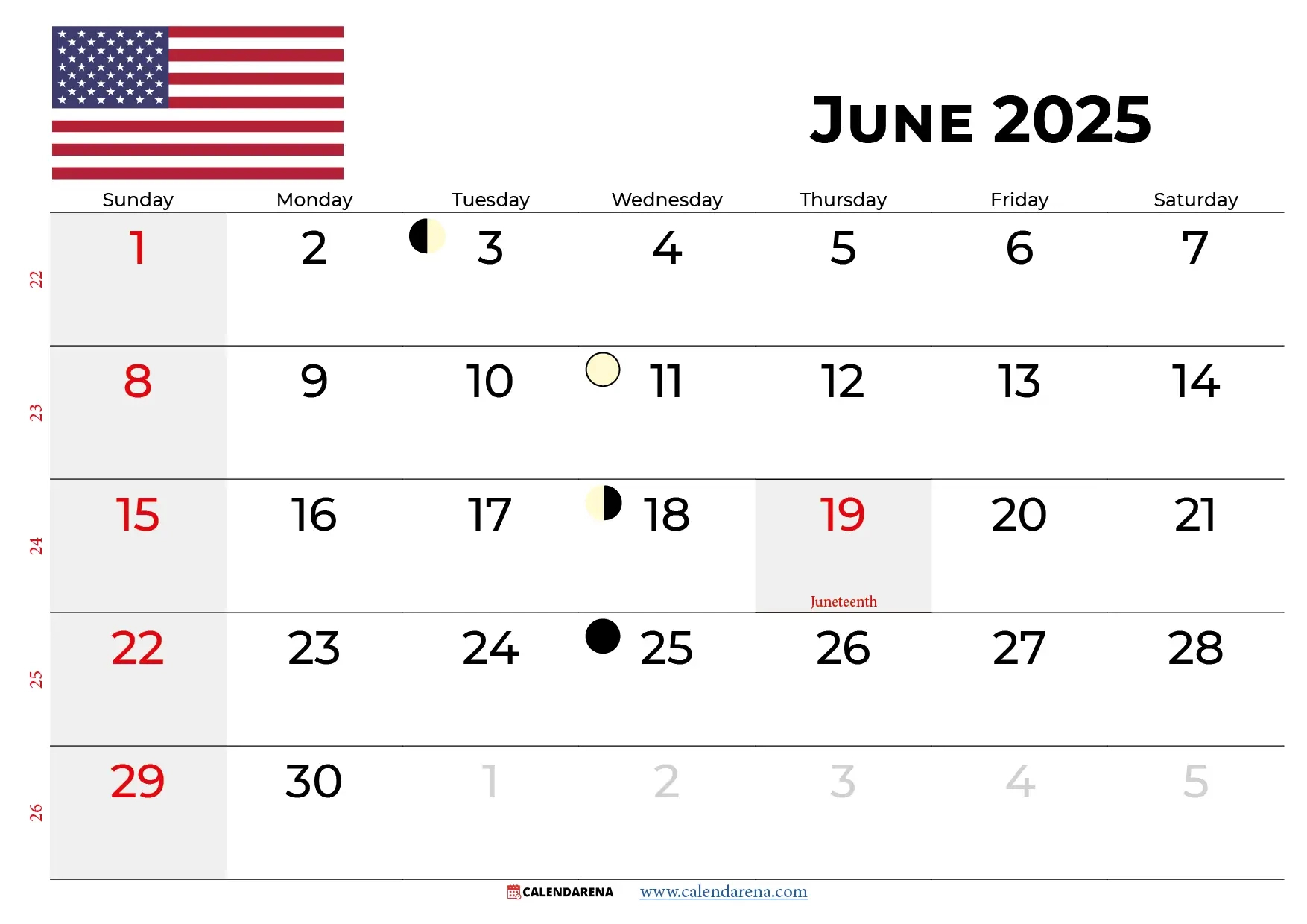 June 2025 Calendar Usa With Holidays with regard to Dare Greatly 2025 Calendar Printable