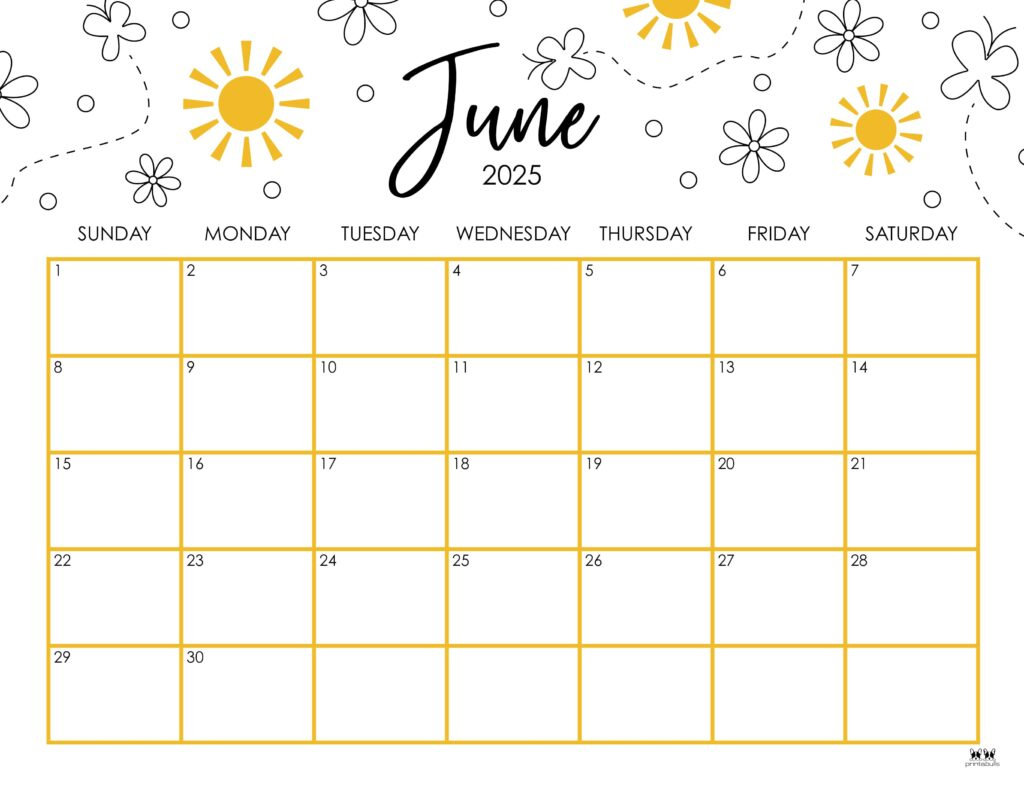 June 2025 Calendars - 107 Free Printables | Printabulls pertaining to June 2025 Calendar Free