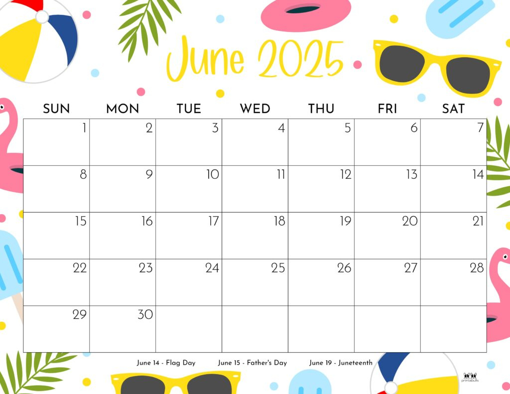 June 2025 Calendars - 107 Free Printables | Printabulls regarding June 2025 Free Printable Calendar