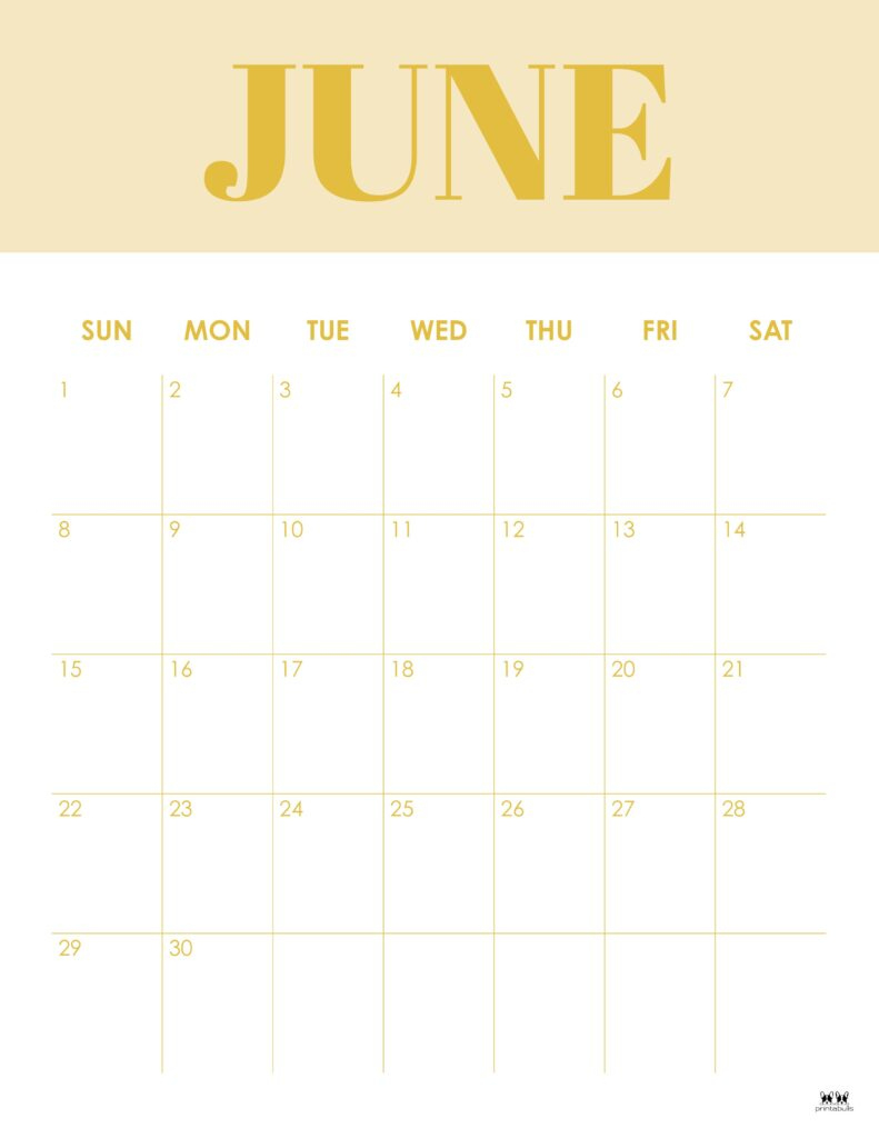 June 2025 Calendars - 107 Free Printables | Printabulls regarding June Vertical Calendar 2025