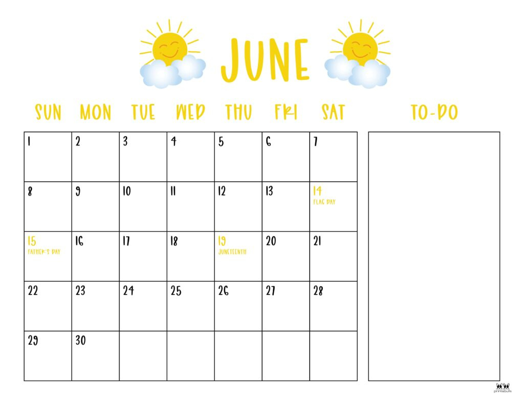 June 2025 Calendars - 107 Free Printables | Printabulls with regard to Printable June Calendar With Holidays