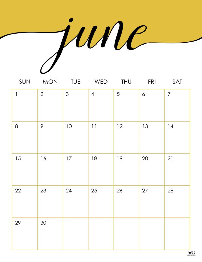 June 2025 Calendars - 107 Free Printables | Printabulls within June 2025 Calendar Portrait