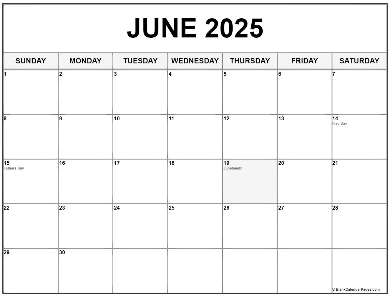 June 2025 With Holidays Calendar with regard to June Calendar 2025 With Holidays