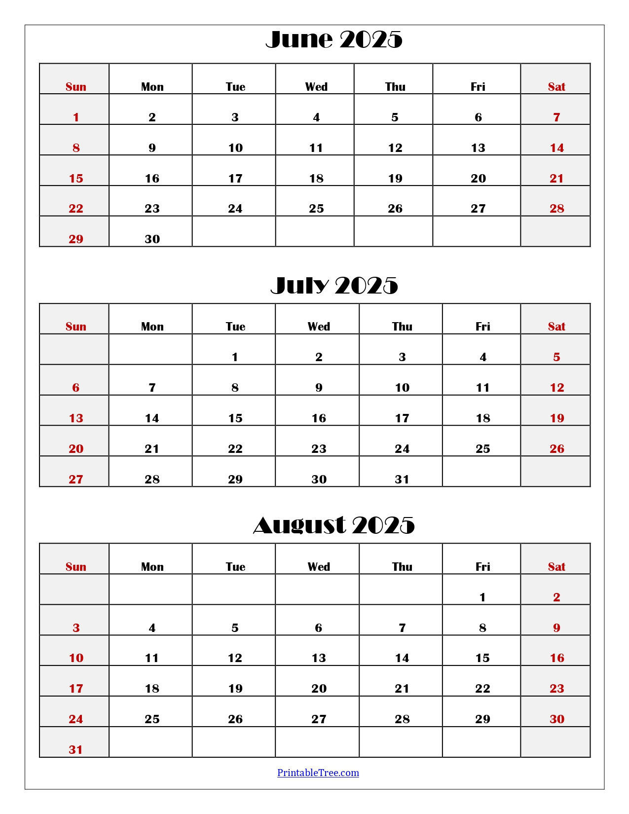 June To August 2025 Calendar Printable Pdf | Three Months Calendar regarding Calendar June July August 2025
