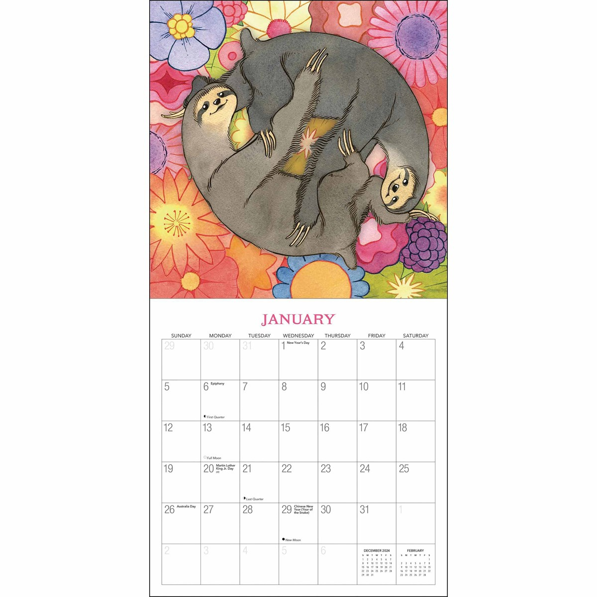 Kama Sutra Sloths Calendar 2025 for Sloth Yoga 2025 Calendar Printable