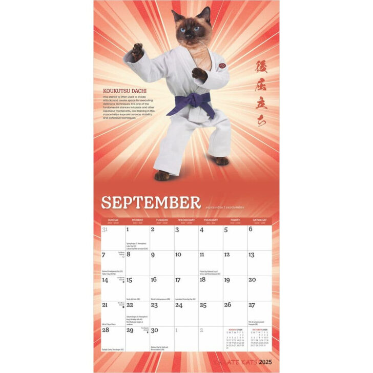 Karate Cats 2025 Calendar Printable