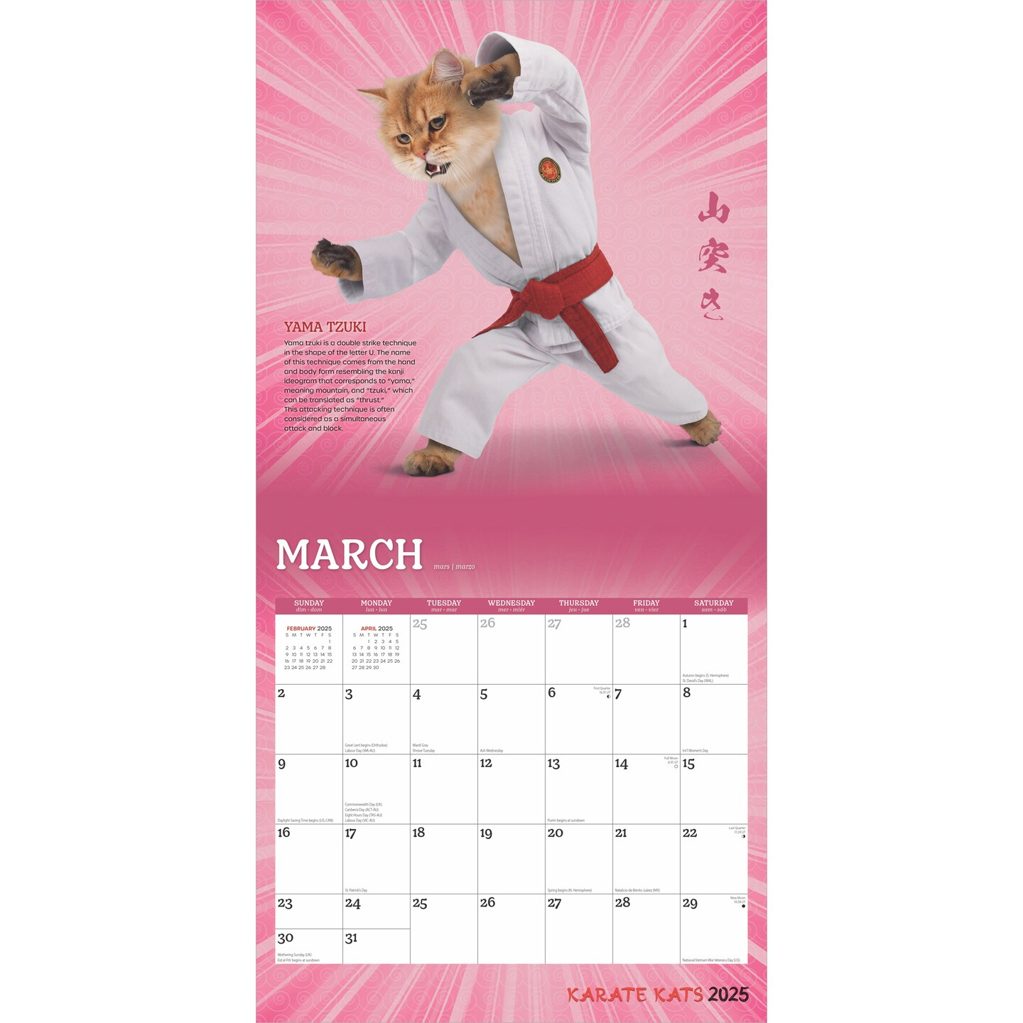 Karate Cats Official | 2025 12 X 24 Inch Monthly Square Wall Calendar | Plastic-Free | Browntrout | Pets Funny Animals Feline intended for Karate Cats 2025 Calendar Printable