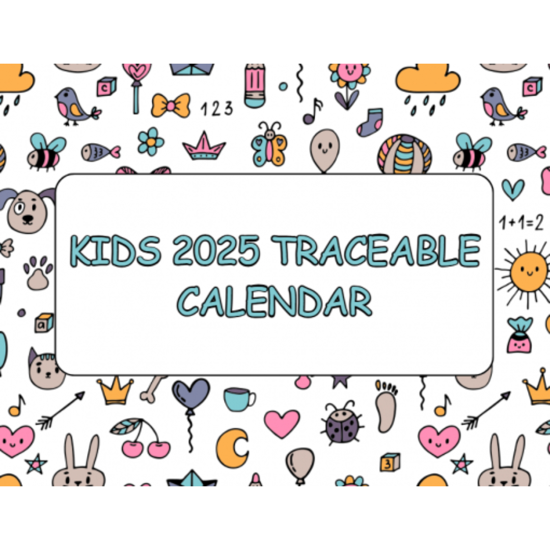 Kids 2025 Traceable Calendar with Fowl Language 2025 Calendar Printable
