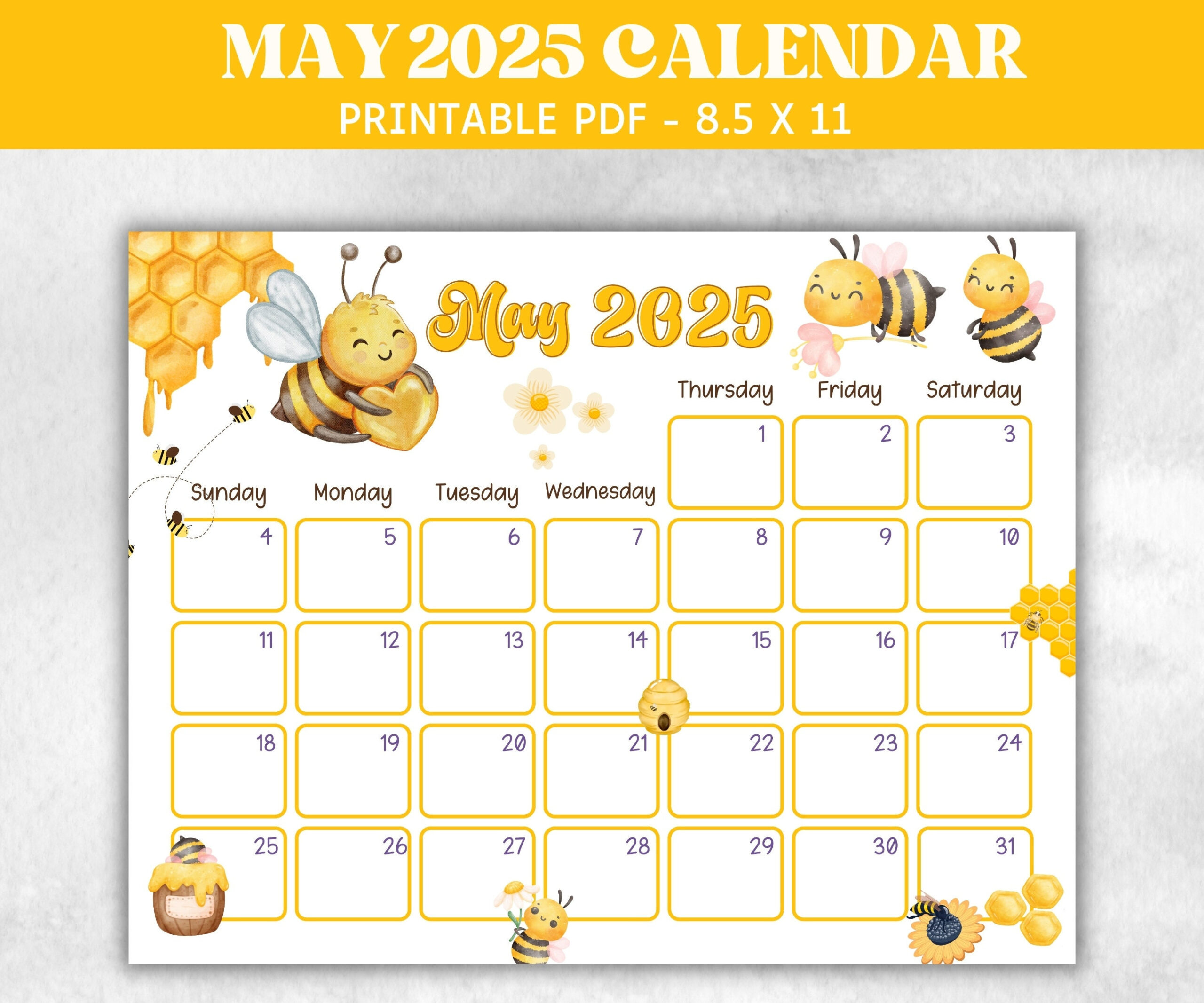 Kids May 2025 Calendar, Printable 2025 Calendar, Homeschool within Reasons to Bee 2025 Calendar Printable