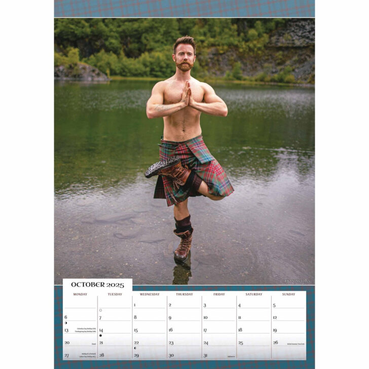 Kilted Yoga 2025 Calendar Printable