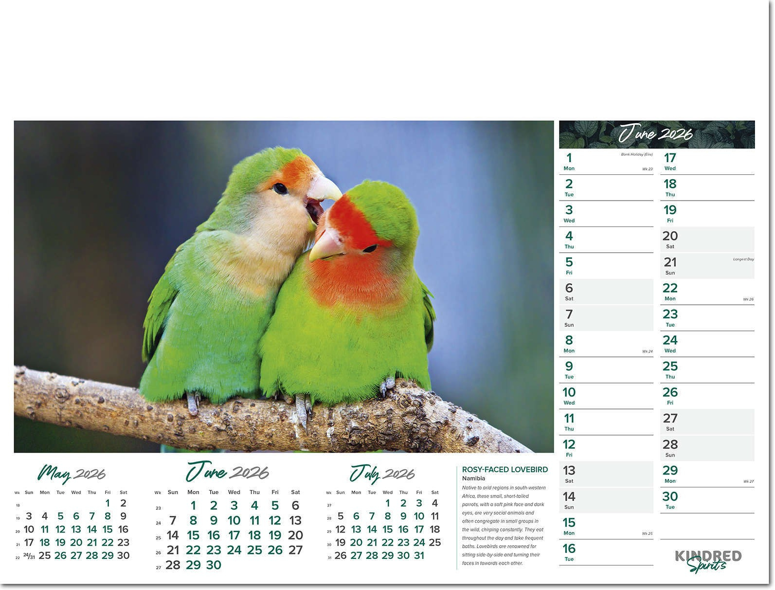 Kindred Spirits Promotional Calendar 2026 - Rose Calendars with regard to Kindred Spirits 2025 Calendar Printable