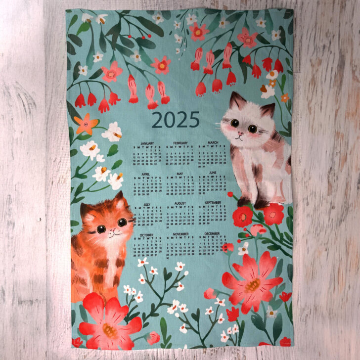 Sweet Kitties 2025 Calendar Towel Printable