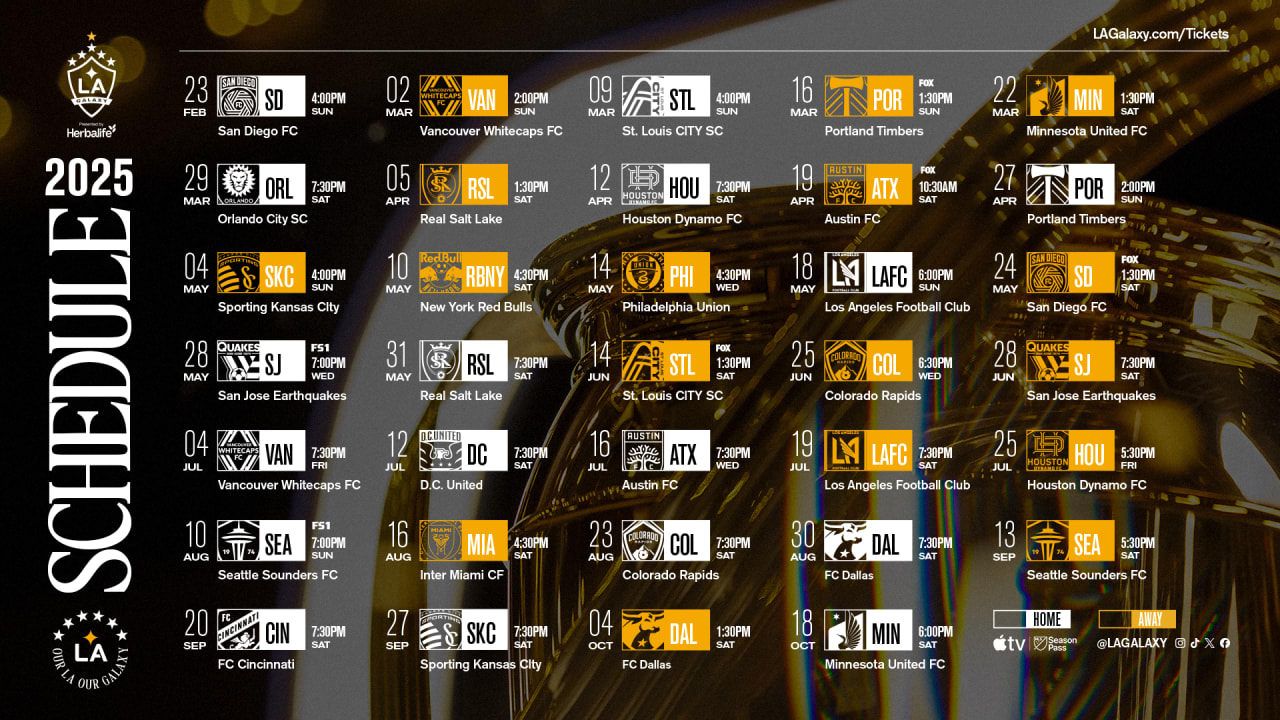 La Galaxy Announce 2025 Mls Regular Season Schedule | La Galaxy for Mls Lafc 2025 Calendar Printable