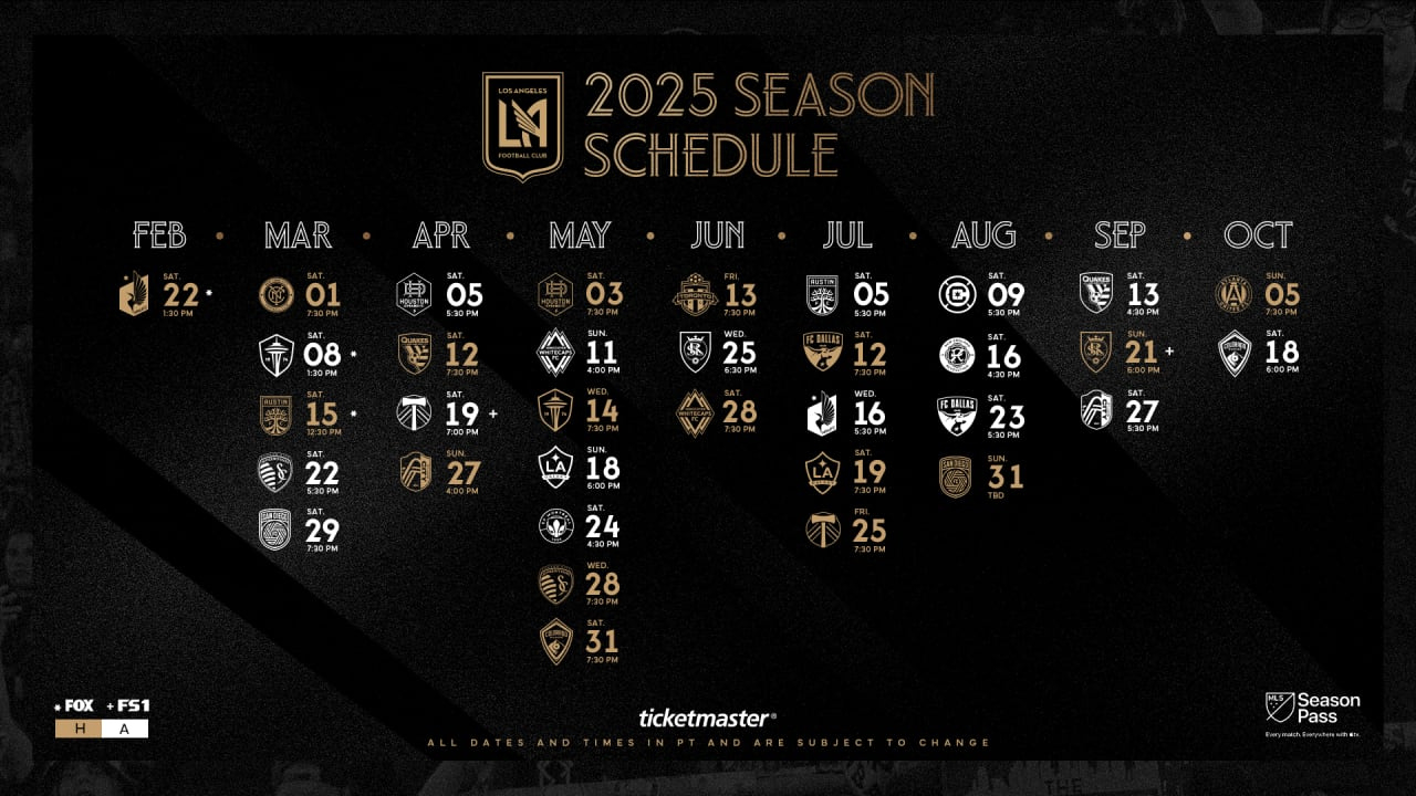 Lafc Announces 2025 Regular Season Schedule | Los Angeles Football inside Mls Lafc 2025 Calendar Printable
