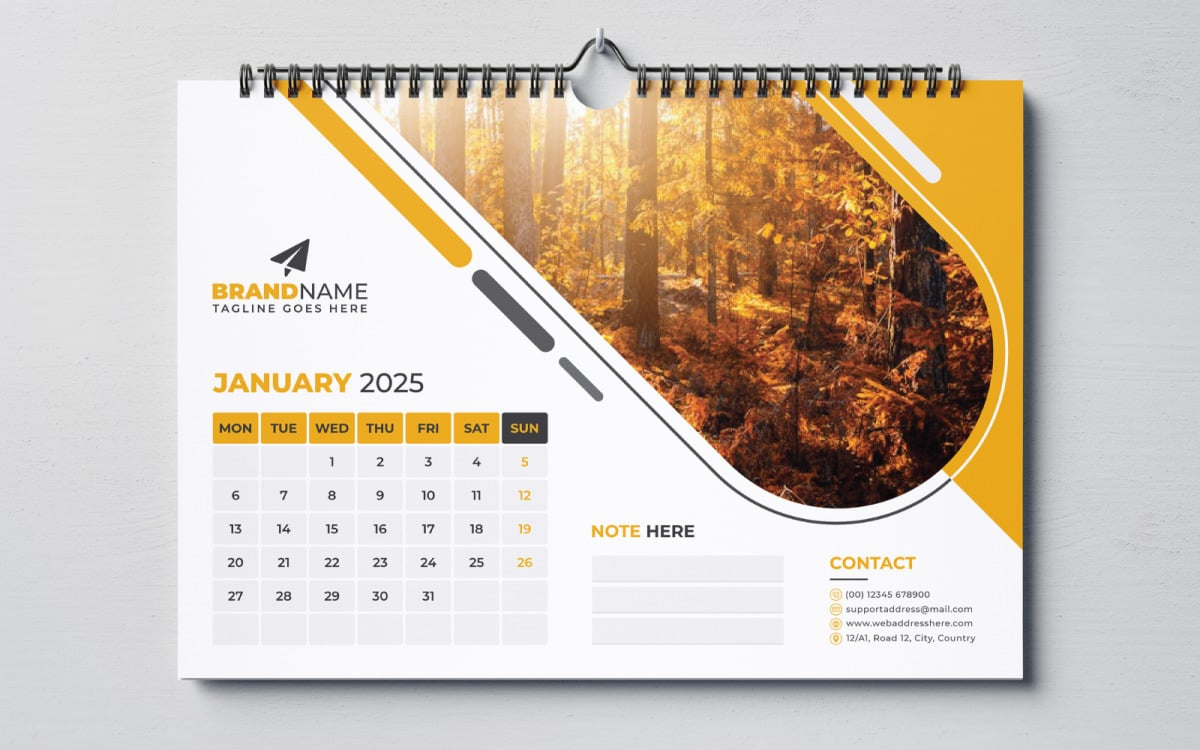 Landscape Wall Calendar 2025 Template Design in Country Roads 2025 Calendar Printable