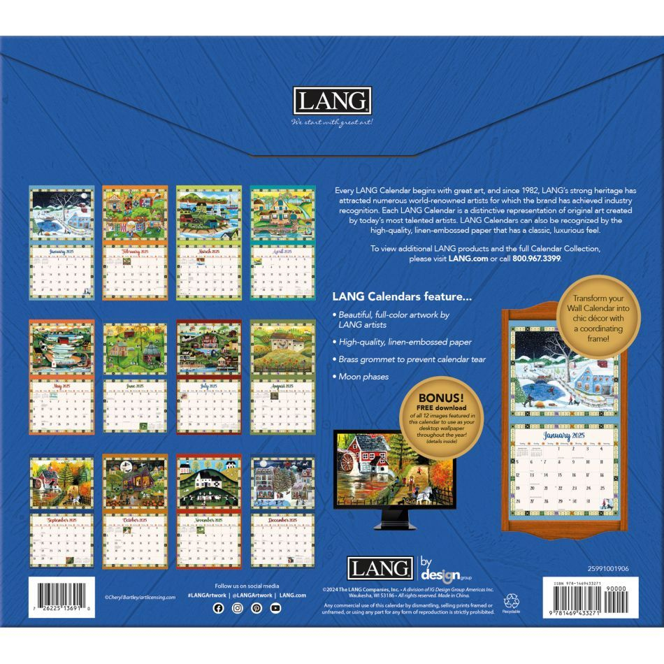Lang Calendar - 2025 - Country Sampler - Cheryl Bartley inside Lang Folk Art Special Edition 2025 Calendar Printable