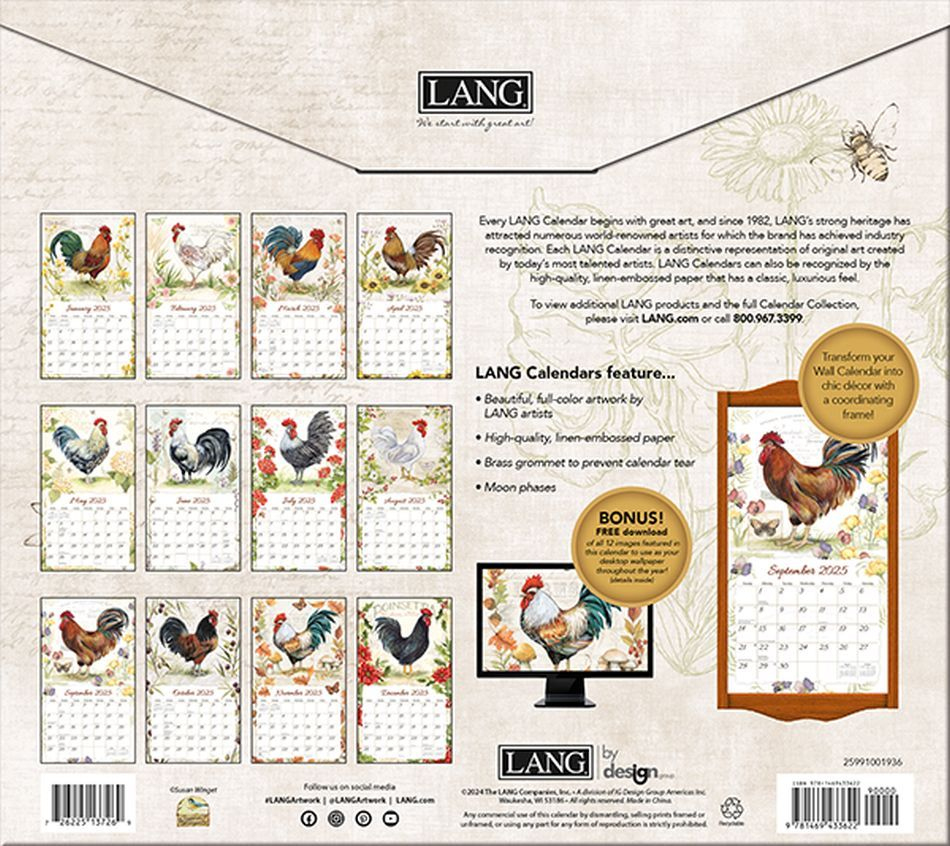 Lang Calendar - 2025 - Proud Rooster - Susan Winget throughout Roosters 2025 Calendar Printable