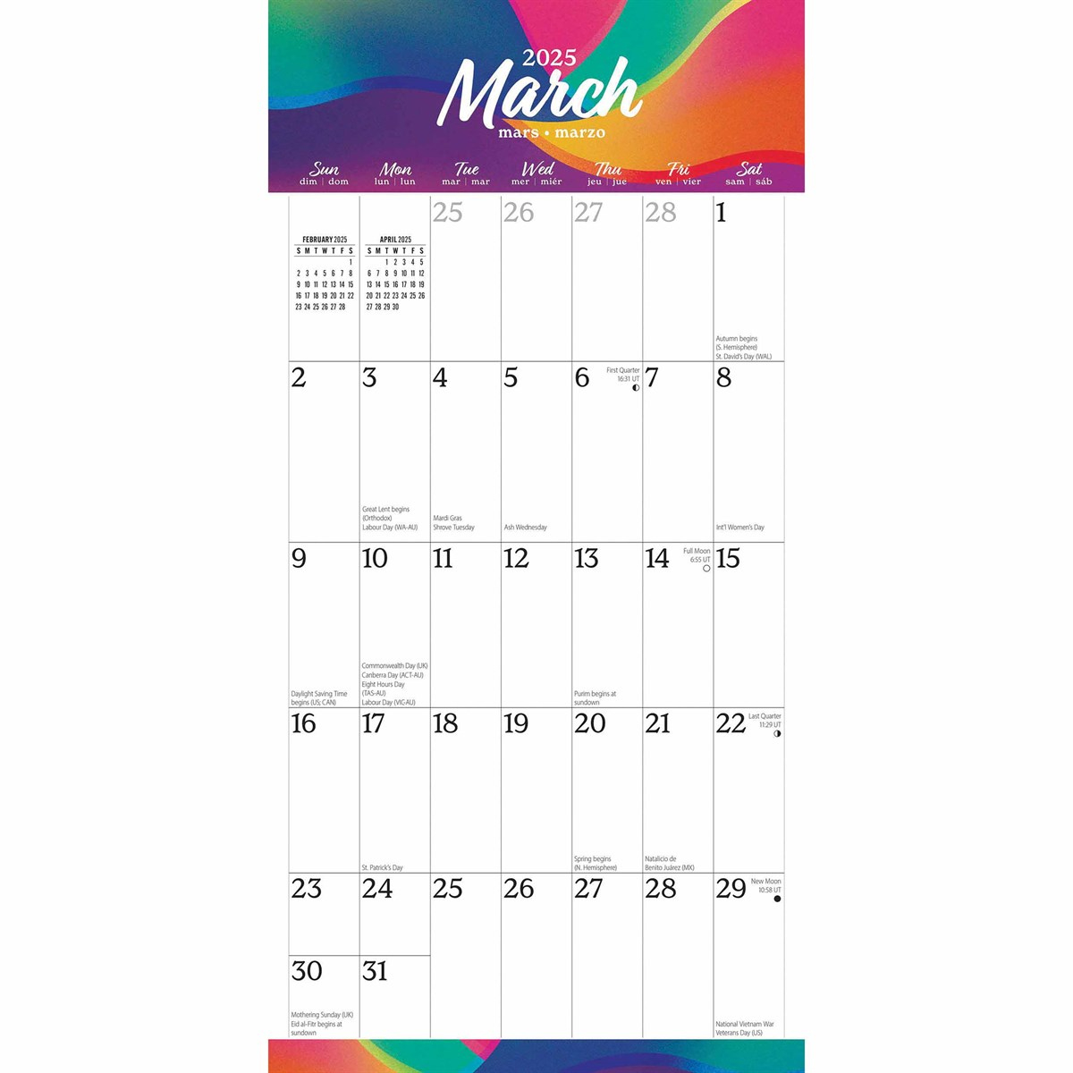 Large Print, Big &amp;amp; Bright Calendar 2025 for Rainbow Brite 2025 Calendar Printable