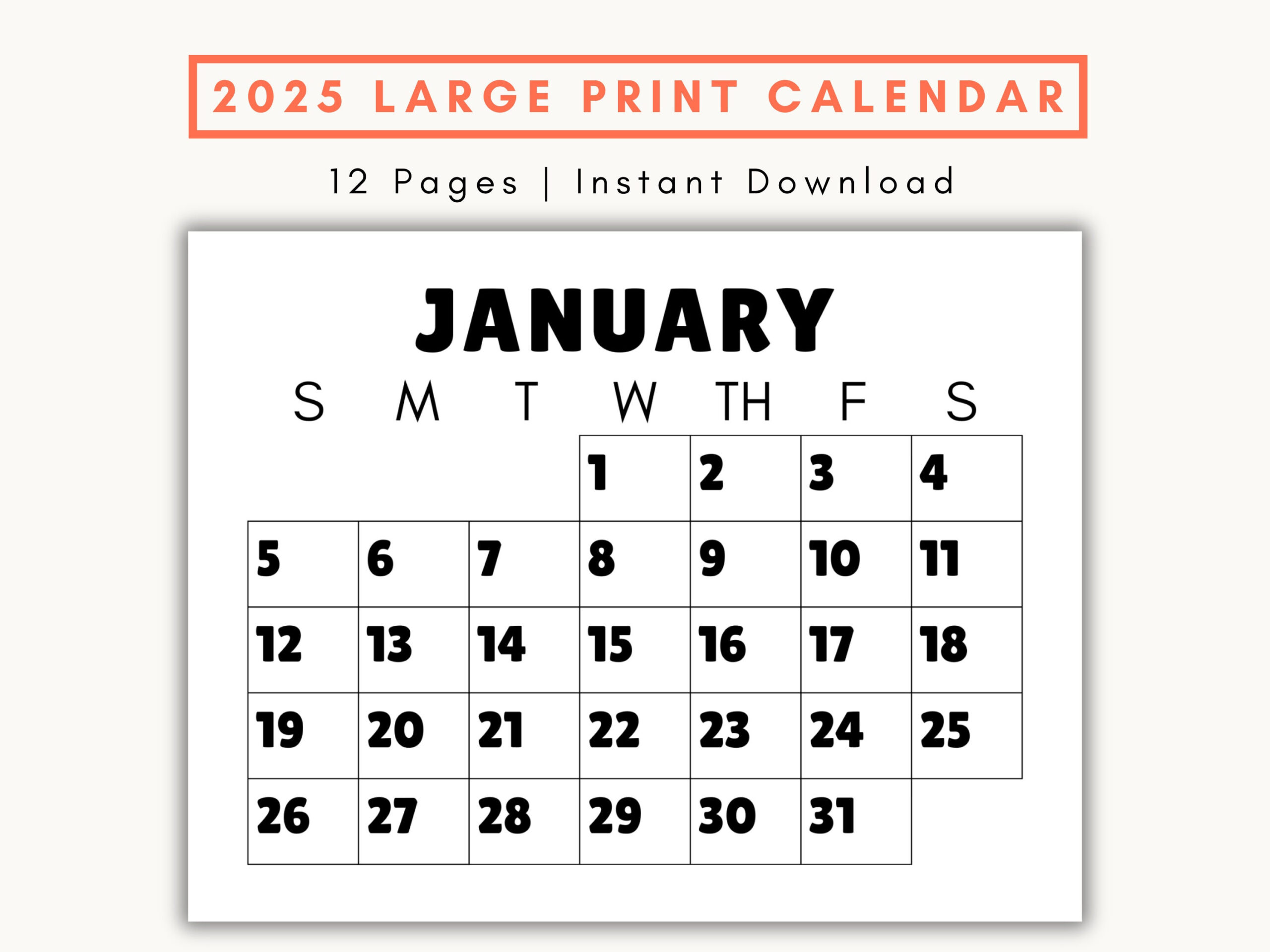 Large Print Monthly Calendar, 2025, Senior Citizen Calendar With within This Is My Bookstore 2025 Calendar Printable