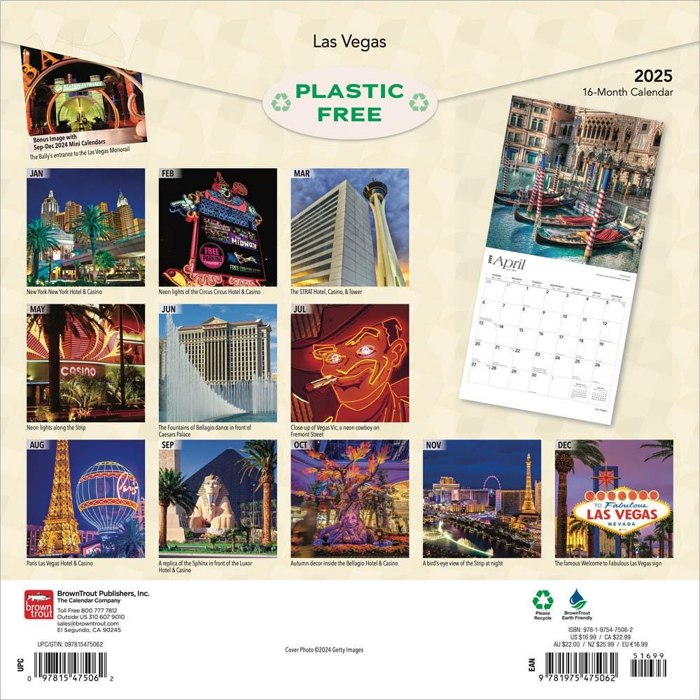 Las Vegas | 2025 12 X 24 Inch Monthly Square Wall Calendar | Foil inside Vegas Lux 2025 Calendar Printable