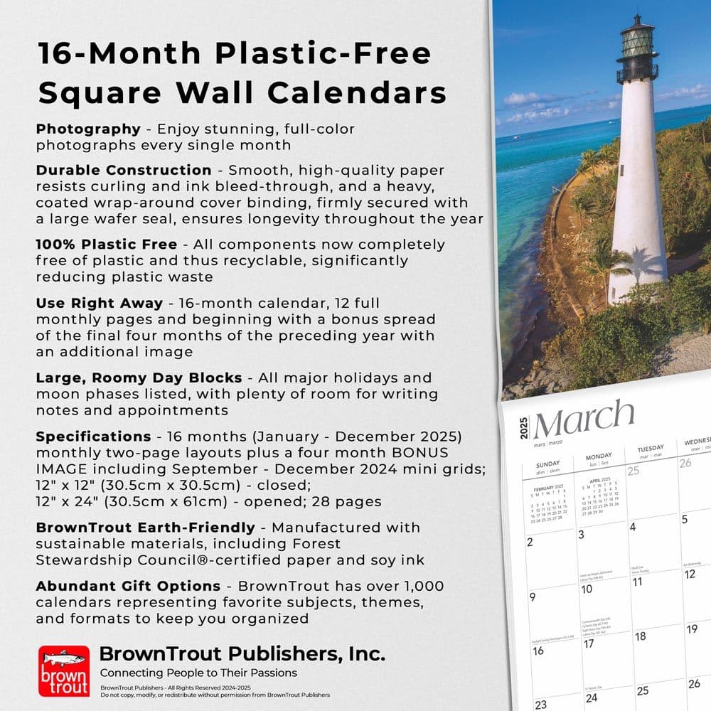 Lighthouses Atlantic Coast 2025 Wall Calendar throughout Lighthouses Atlantic Coast 2025 Calendar Printable