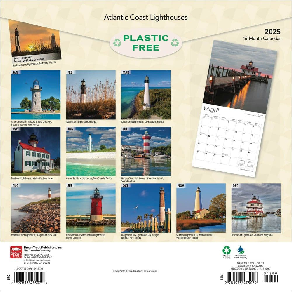 Lighthouses Atlantic Coast 2025 Wall Calendar with Lighthouses Atlantic Coast 2025 Calendar Printable