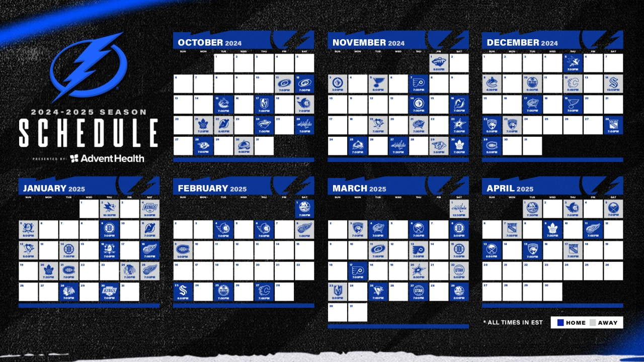 Lightning Announce 2024-25 Regular Season Schedule, Presented inside Nhl Tampa Bay Lightning 2025 Calendar Printable