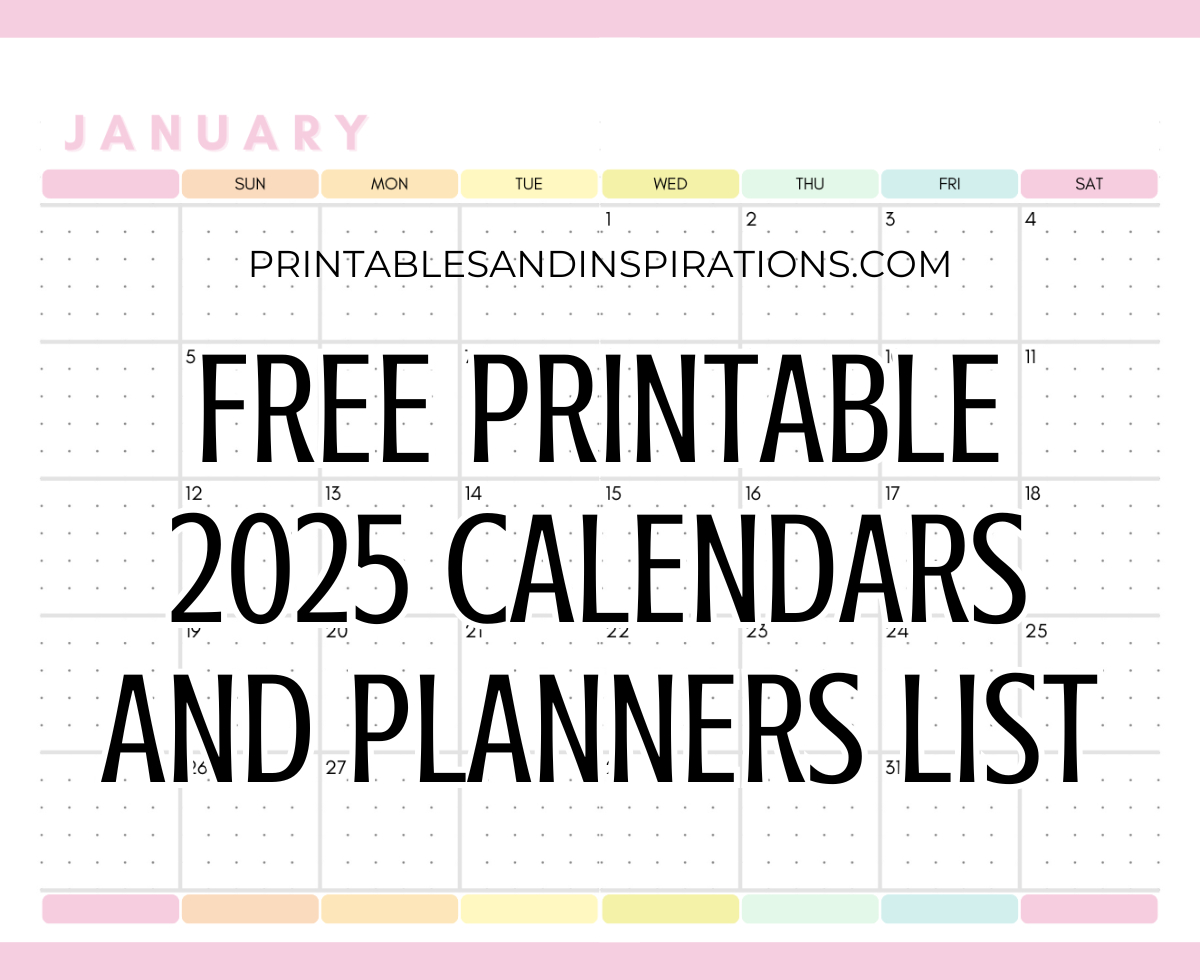 List Of Free Printable 2025 Calendars And 2025 Planners Pdf for Lab Rules 2025 Calendar Printable