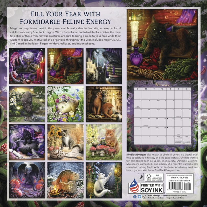 Magical Mystical Cats 2025 Calendar Printable