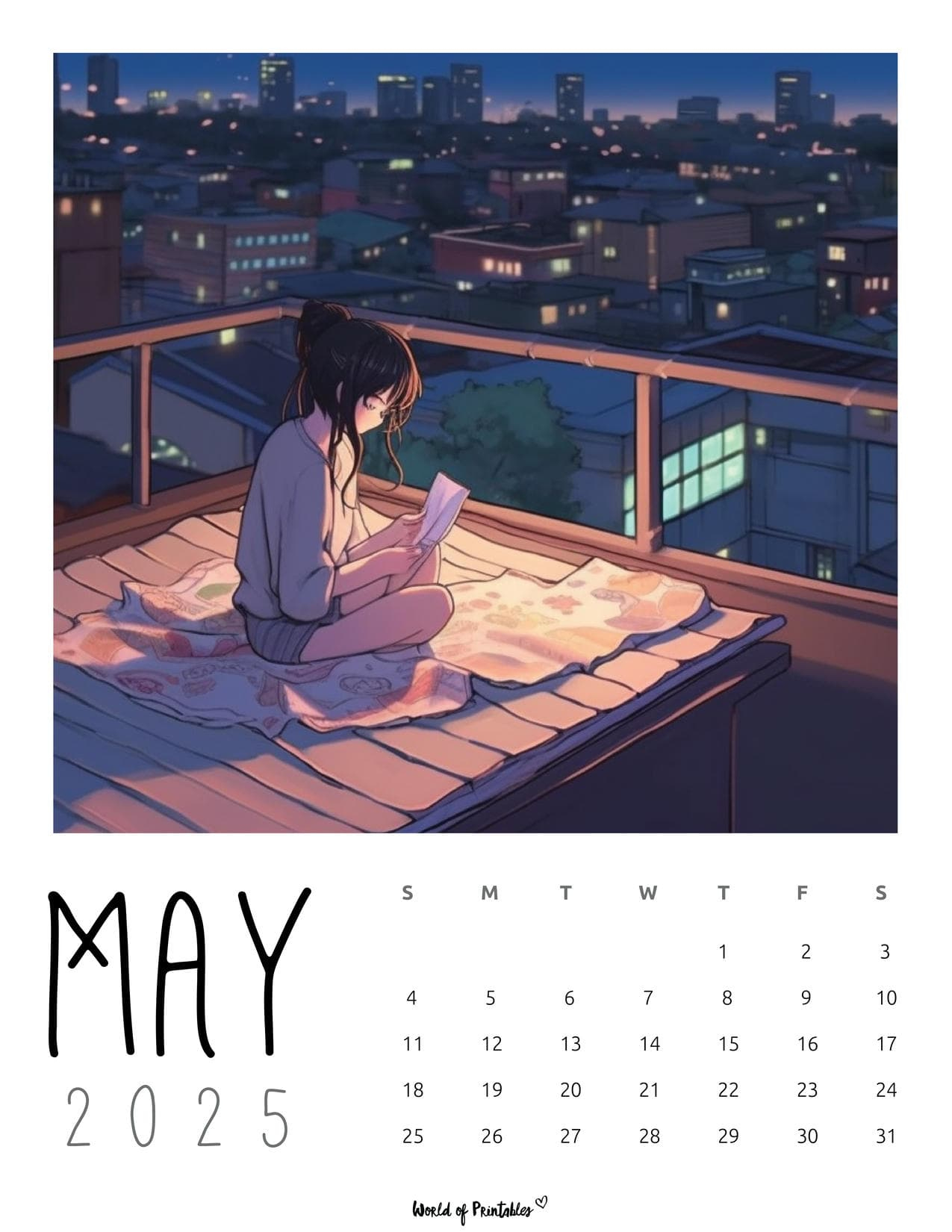 Lofi Anime Calendars For 2025 - World Of Printables with regard to Manga Girls 2025 Calendar Printable