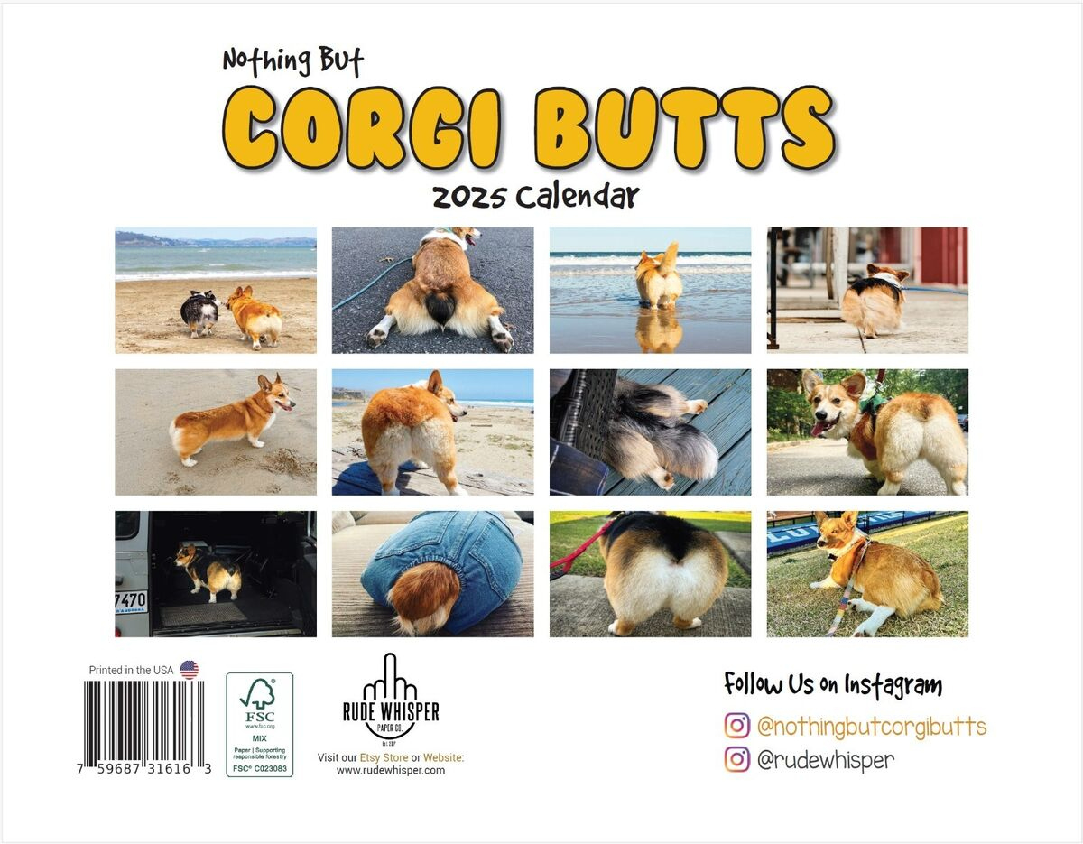 Lustiger Hundekalender Corgi Butts 2025 - Perfektes Geschenk Für Weißen Elefante throughout Just Corgi Puppies 2025 Calendar Printable
