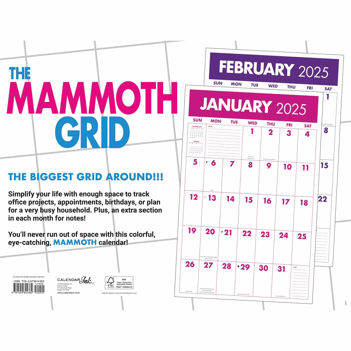 Mammoth Grid Super Deluxe Calendar 2025 throughout Monster Grid 2025 Calendar Printable