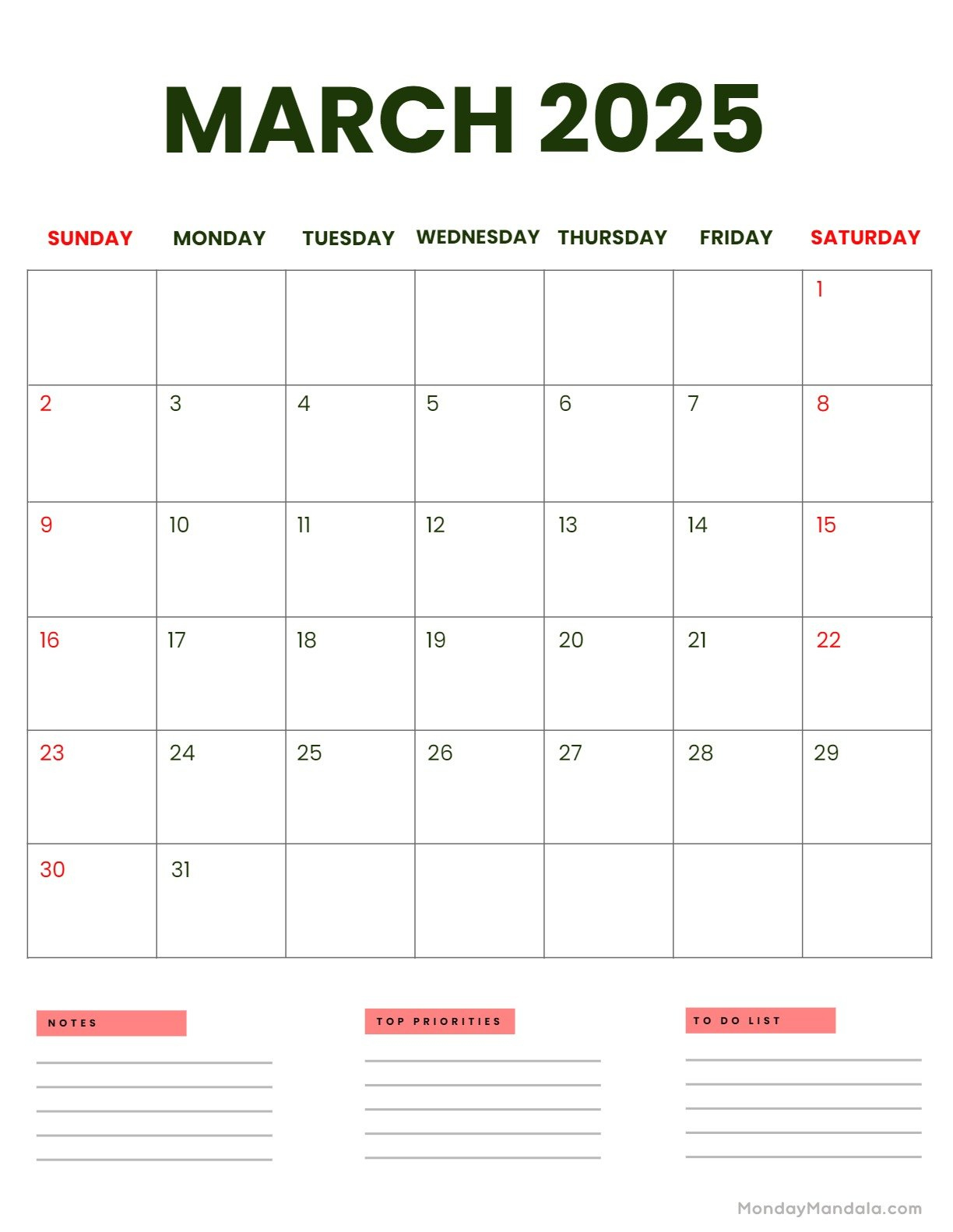 March 2025 Calendar (52 Free Pdf Printables) regarding Keeping It Reel 2025 Calendar Printable